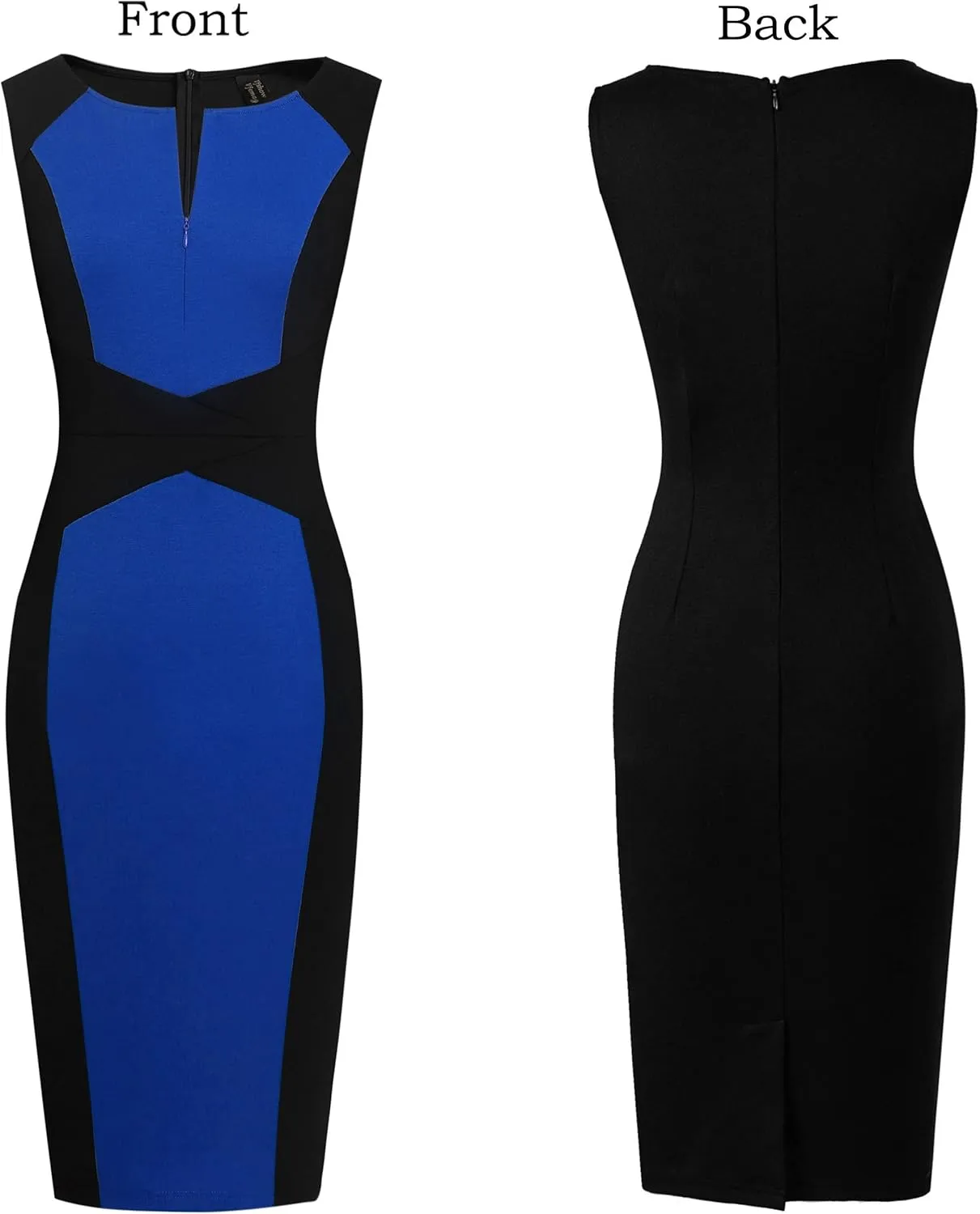 VFSHOW Womens Elegant Slim Front Zipper up Work Business Office Party Sheath Dress