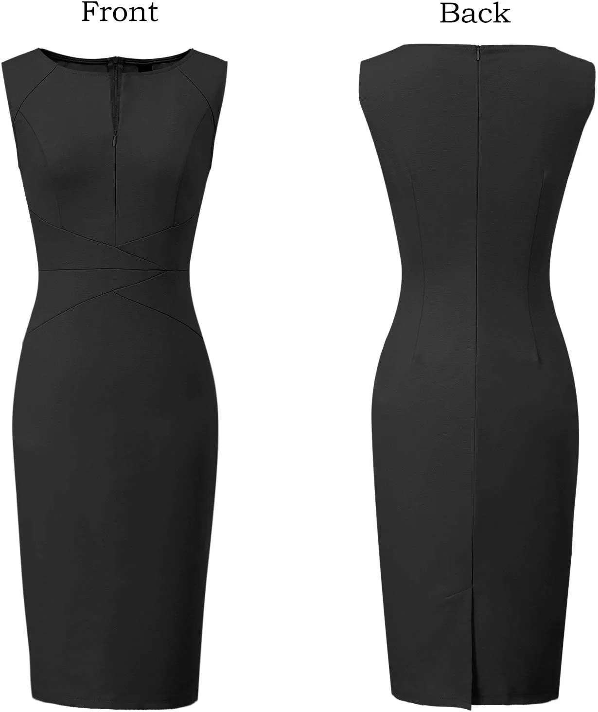 VFSHOW Womens Elegant Slim Front Zipper up Work Business Office Party Sheath Dress