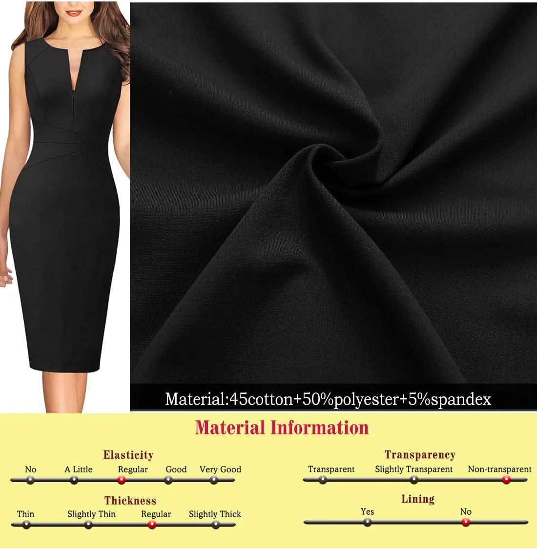 VFSHOW Womens Elegant Slim Front Zipper up Work Business Office Party Sheath Dress