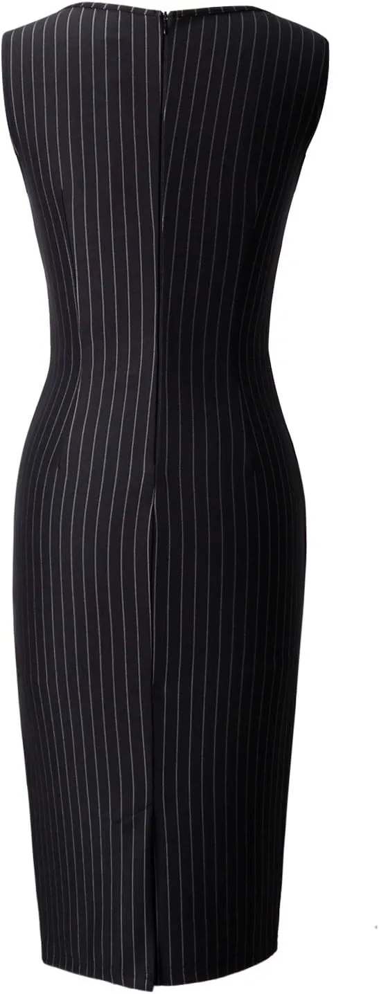 VFSHOW Womens Elegant Slim Front Zipper up Work Business Office Party Sheath Dress
