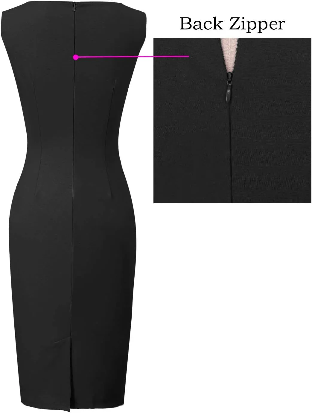 VFSHOW Womens Elegant Slim Front Zipper up Work Business Office Party Sheath Dress