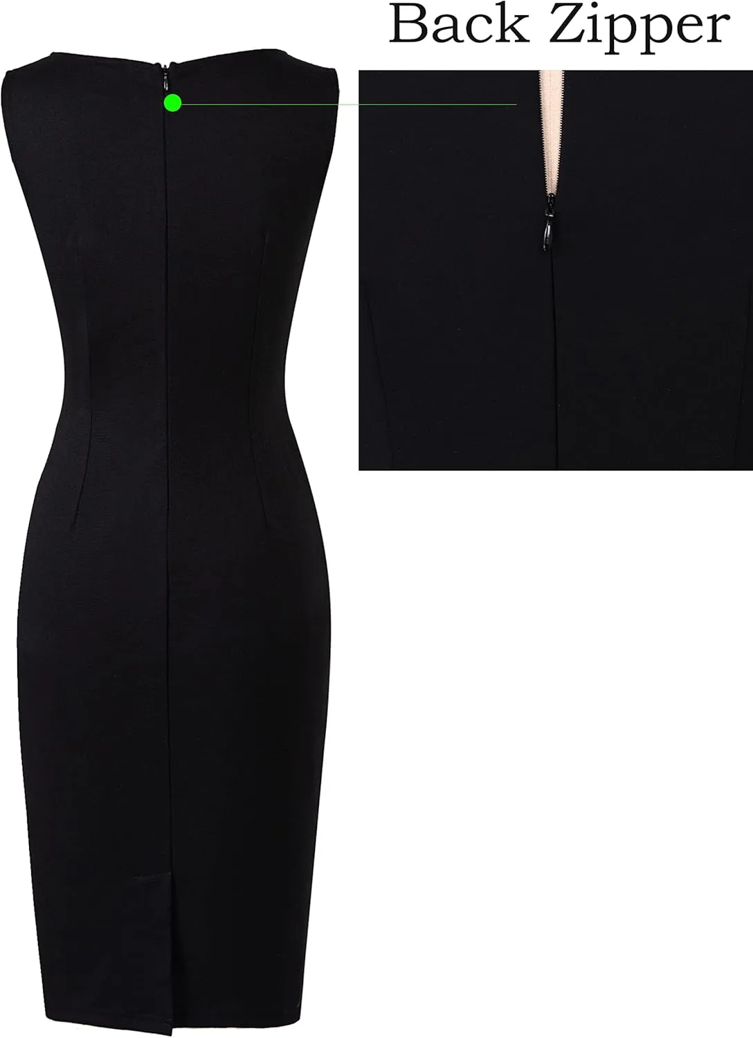 VFSHOW Womens Elegant Slim Front Zipper up Work Business Office Party Sheath Dress