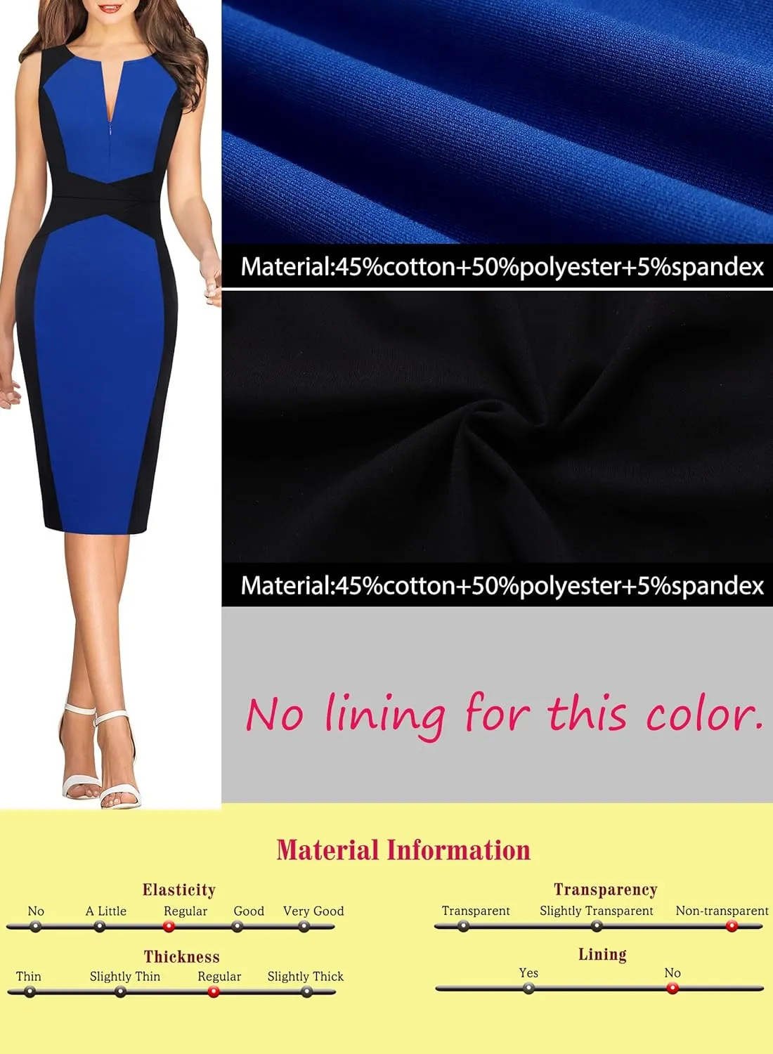 VFSHOW Womens Elegant Slim Front Zipper up Work Business Office Party Sheath Dress