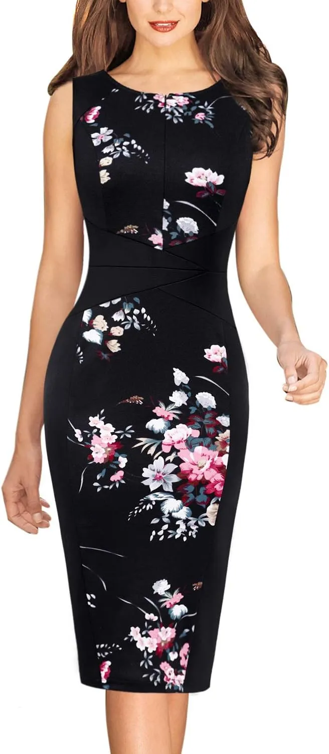 VFSHOW Womens Elegant Slim Front Zipper up Work Business Office Party Sheath Dress