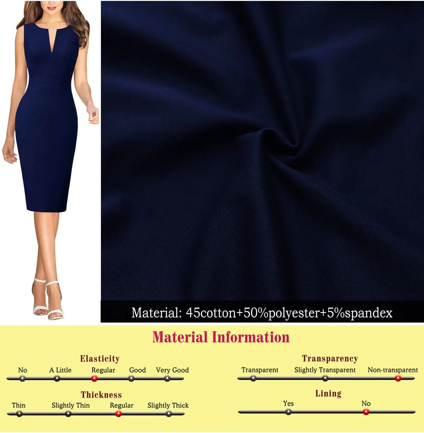 VFSHOW Womens Elegant Slim Front Zipper up Work Business Office Party Sheath Dress