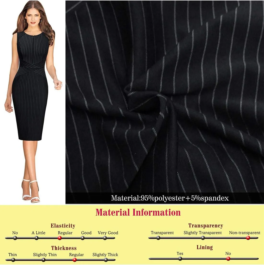 VFSHOW Womens Elegant Slim Front Zipper up Work Business Office Party Sheath Dress