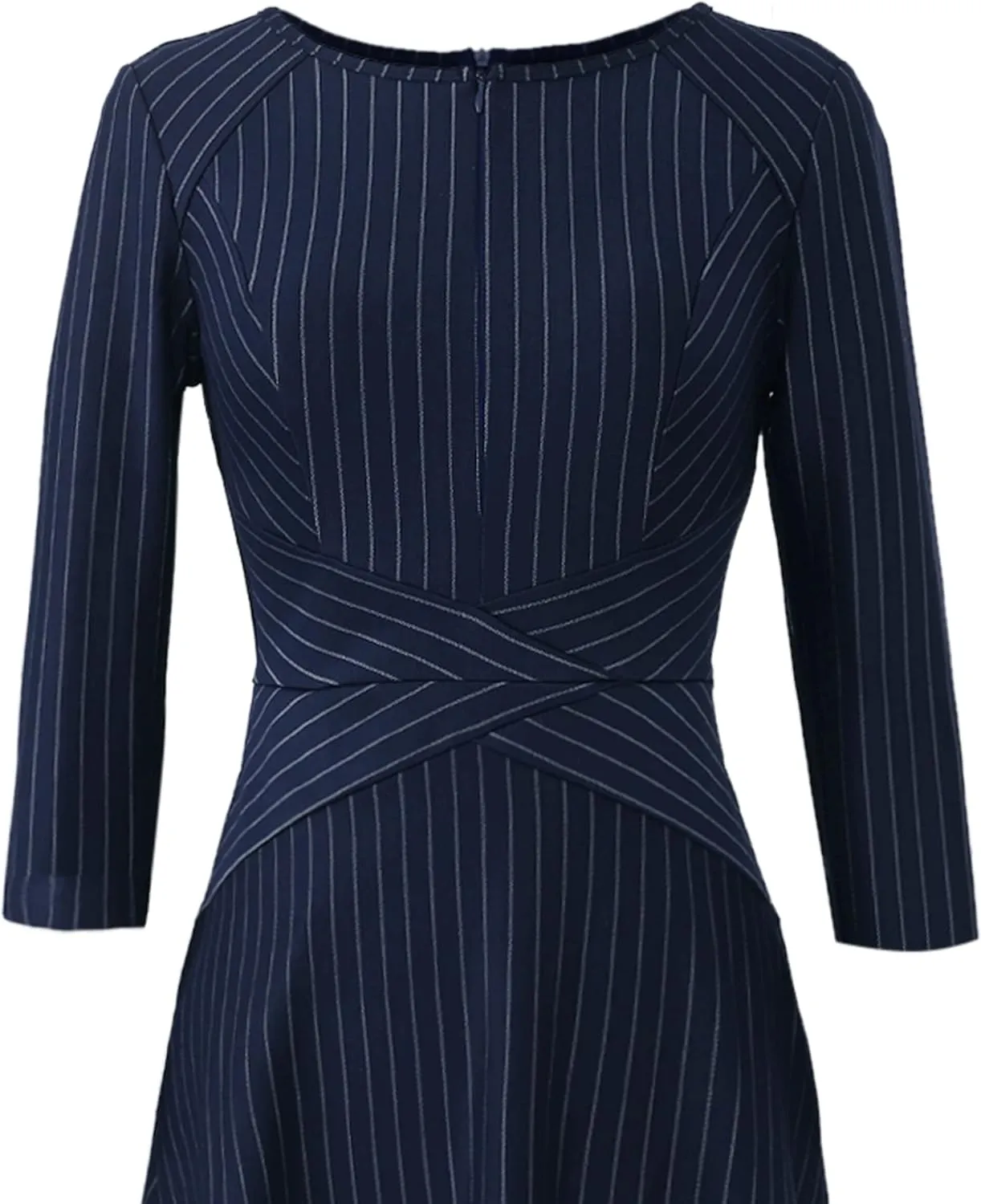 VFSHOW Womens Front Zipper Crisscross Waist Slim Wear to Work Business Office Fit and Flare A-Line Dress