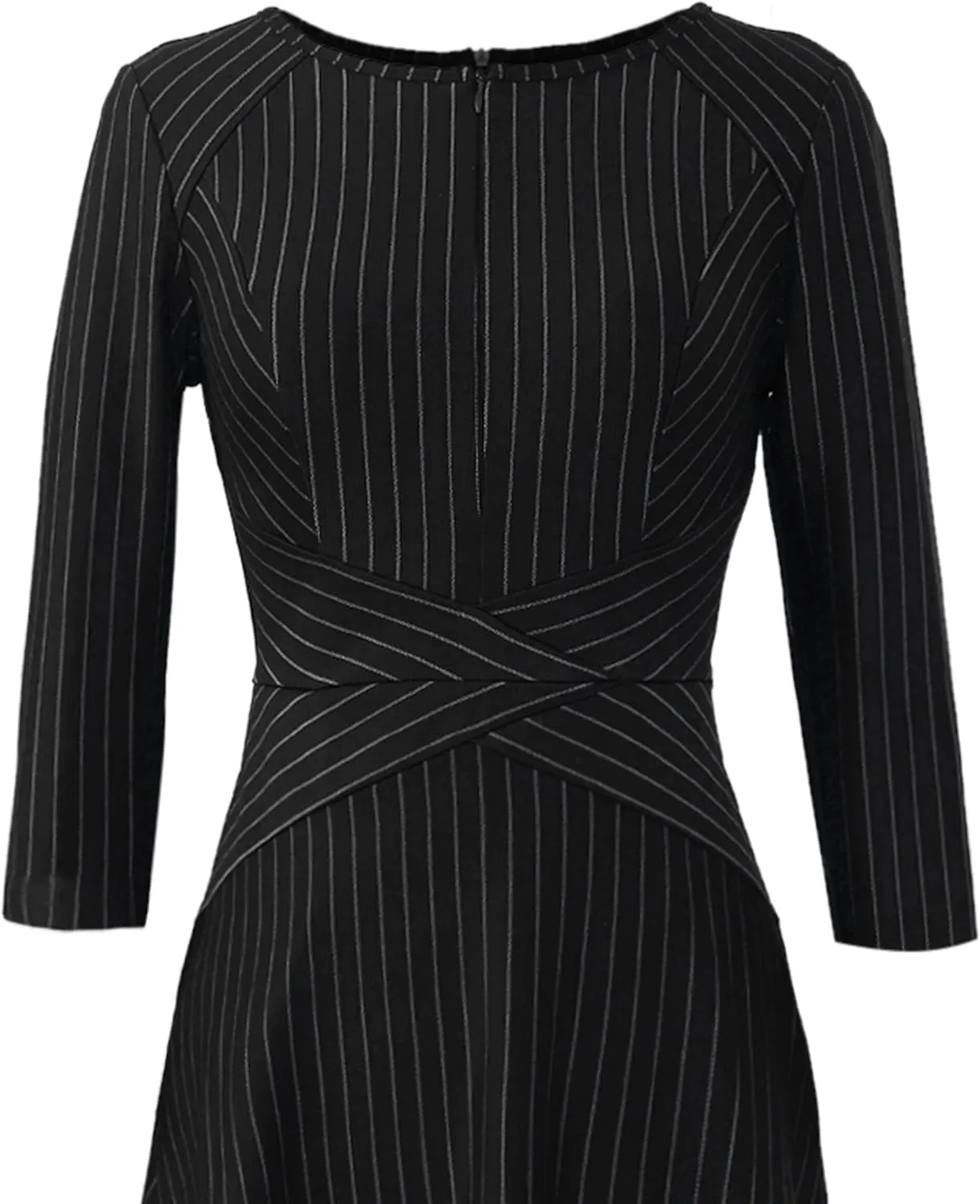 VFSHOW Womens Front Zipper Crisscross Waist Slim Wear to Work Business Office Fit and Flare A-Line Dress