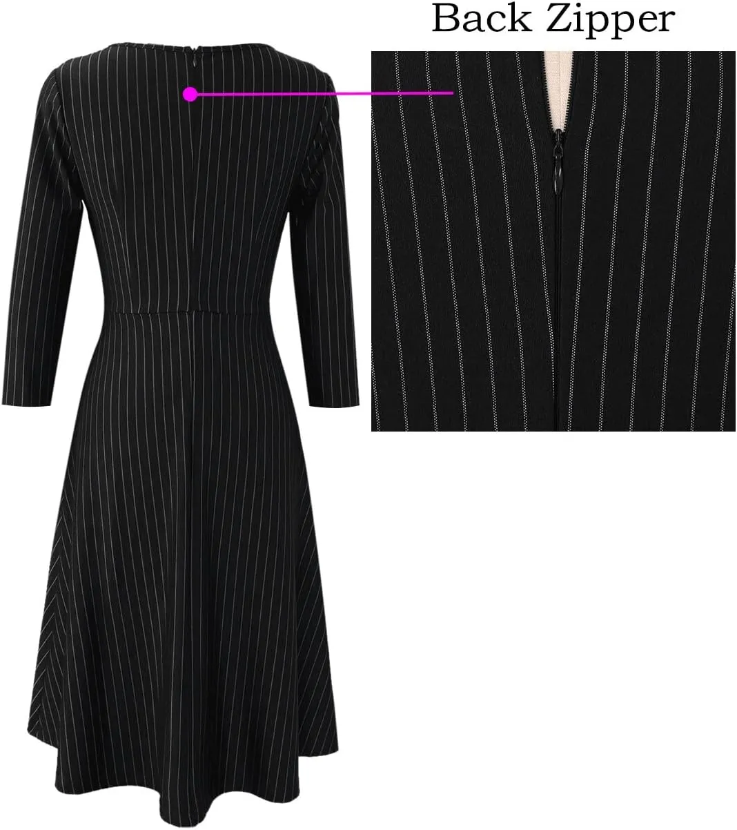 VFSHOW Womens Front Zipper Crisscross Waist Slim Wear to Work Business Office Fit and Flare A-Line Dress