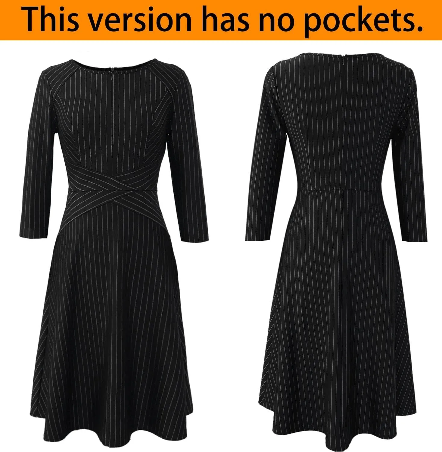 VFSHOW Womens Front Zipper Crisscross Waist Slim Wear to Work Business Office Fit and Flare A-Line Dress