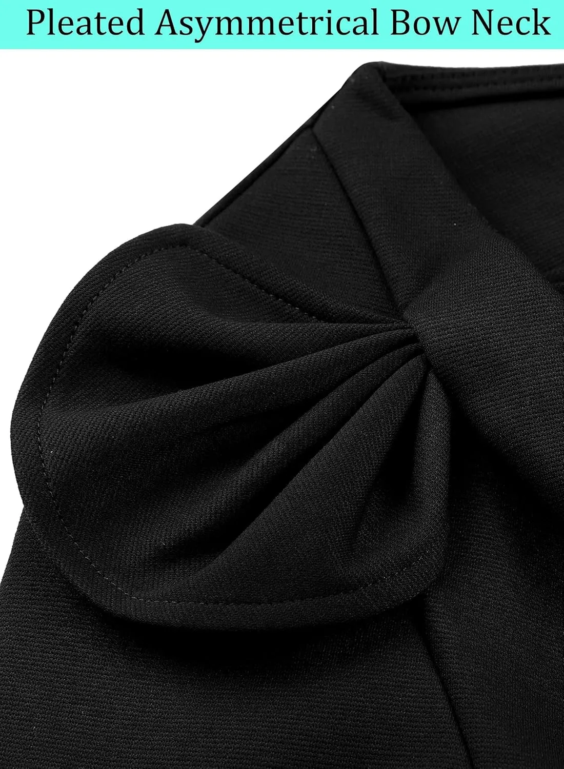 VFSHOW Womens Pleated Asymmetric Bow Neck Work Business Office Cocktail Party Pencil Sheath Dress