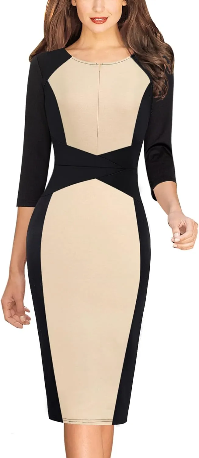 VFSHOW Womens Slim Zipper Up Work Business Office Party Bodycon Pencil Sheath Dress