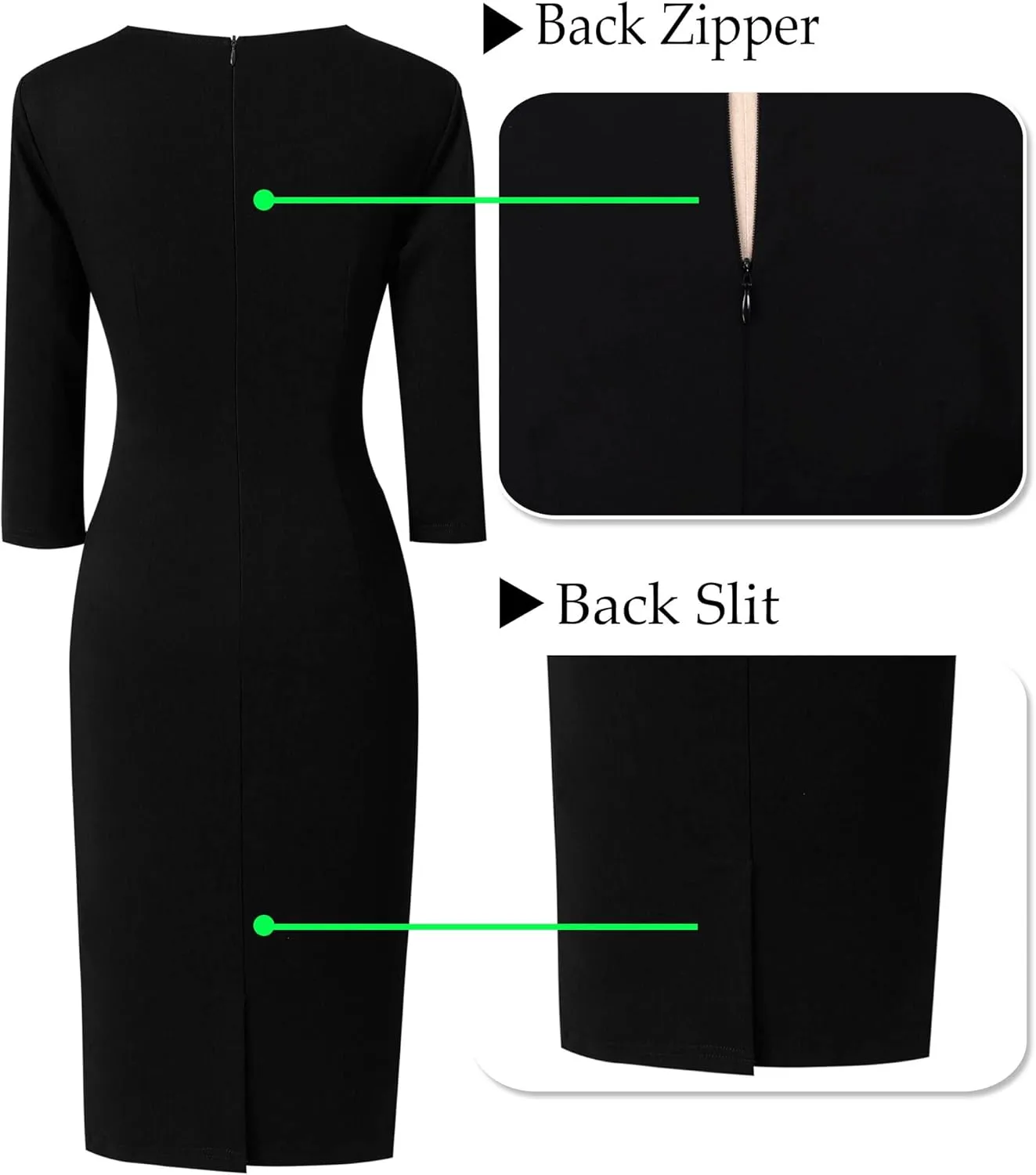 VFSHOW Womens Slim Zipper Up Work Business Office Party Bodycon Pencil Sheath Dress