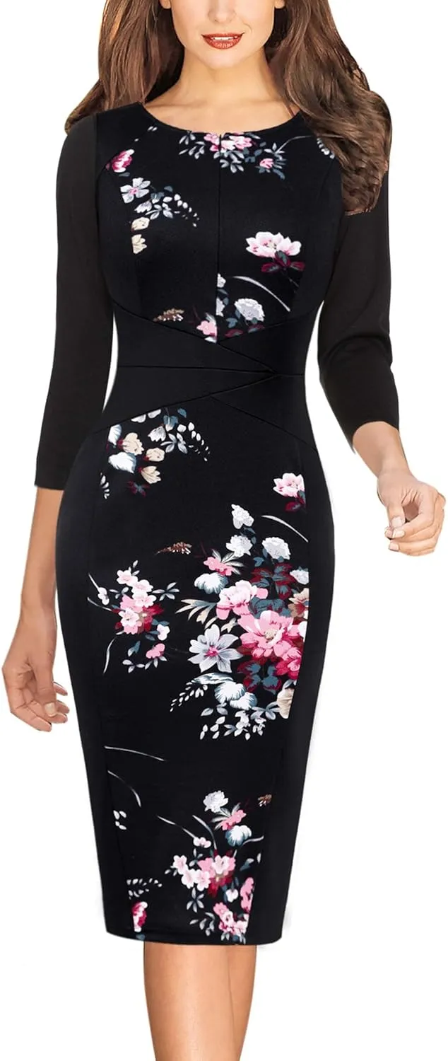 VFSHOW Womens Slim Zipper Up Work Business Office Party Bodycon Pencil Sheath Dress