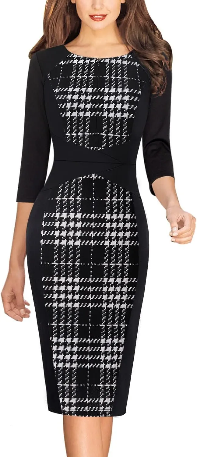 VFSHOW Womens Slim Zipper Up Work Business Office Party Bodycon Pencil Sheath Dress