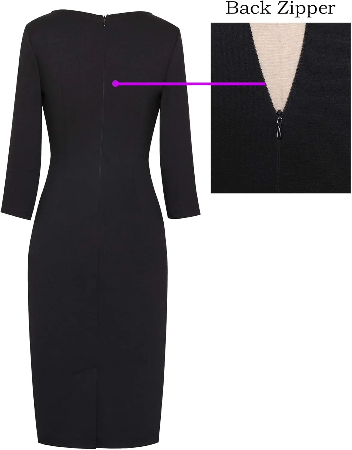 VFSHOW Womens Slim Zipper Up Work Business Office Party Bodycon Pencil Sheath Dress