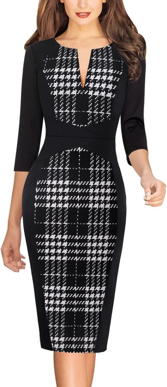 VFSHOW Womens Slim Zipper Up Work Business Office Party Bodycon Pencil Sheath Dress