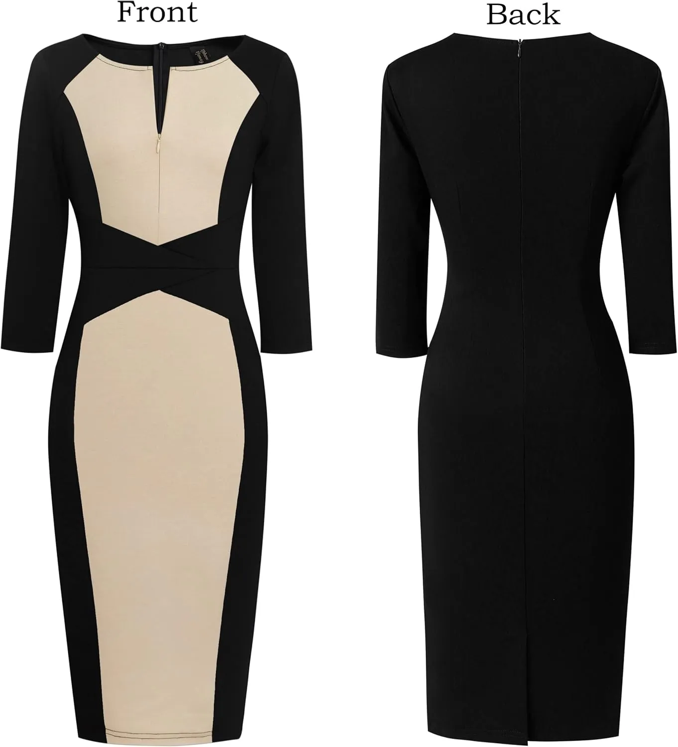 VFSHOW Womens Slim Zipper Up Work Business Office Party Bodycon Pencil Sheath Dress
