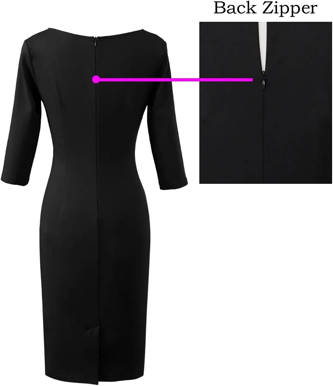 VFSHOW Womens Slim Zipper Up Work Business Office Party Bodycon Pencil Sheath Dress