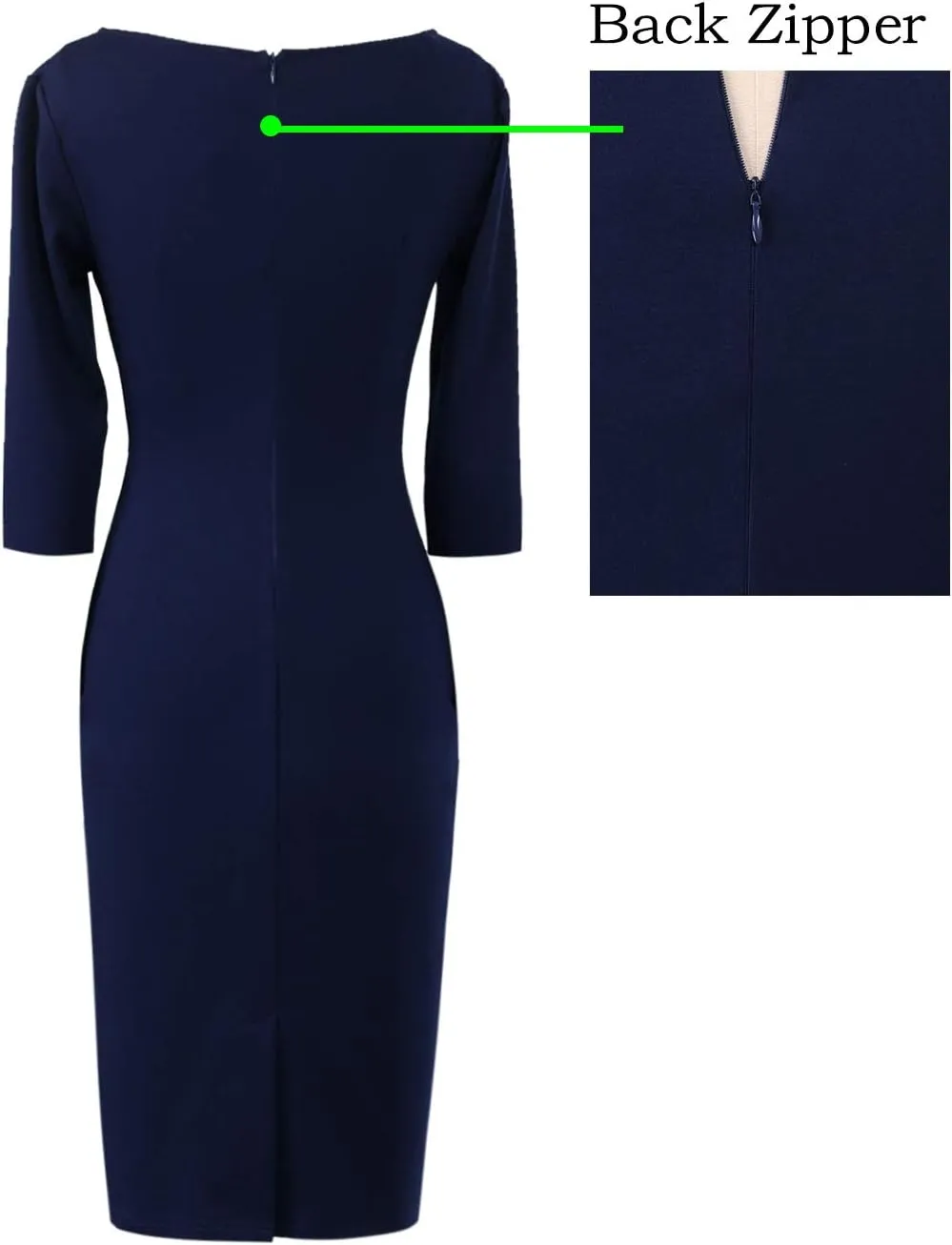 VFSHOW Womens Slim Zipper Up Work Business Office Party Bodycon Pencil Sheath Dress