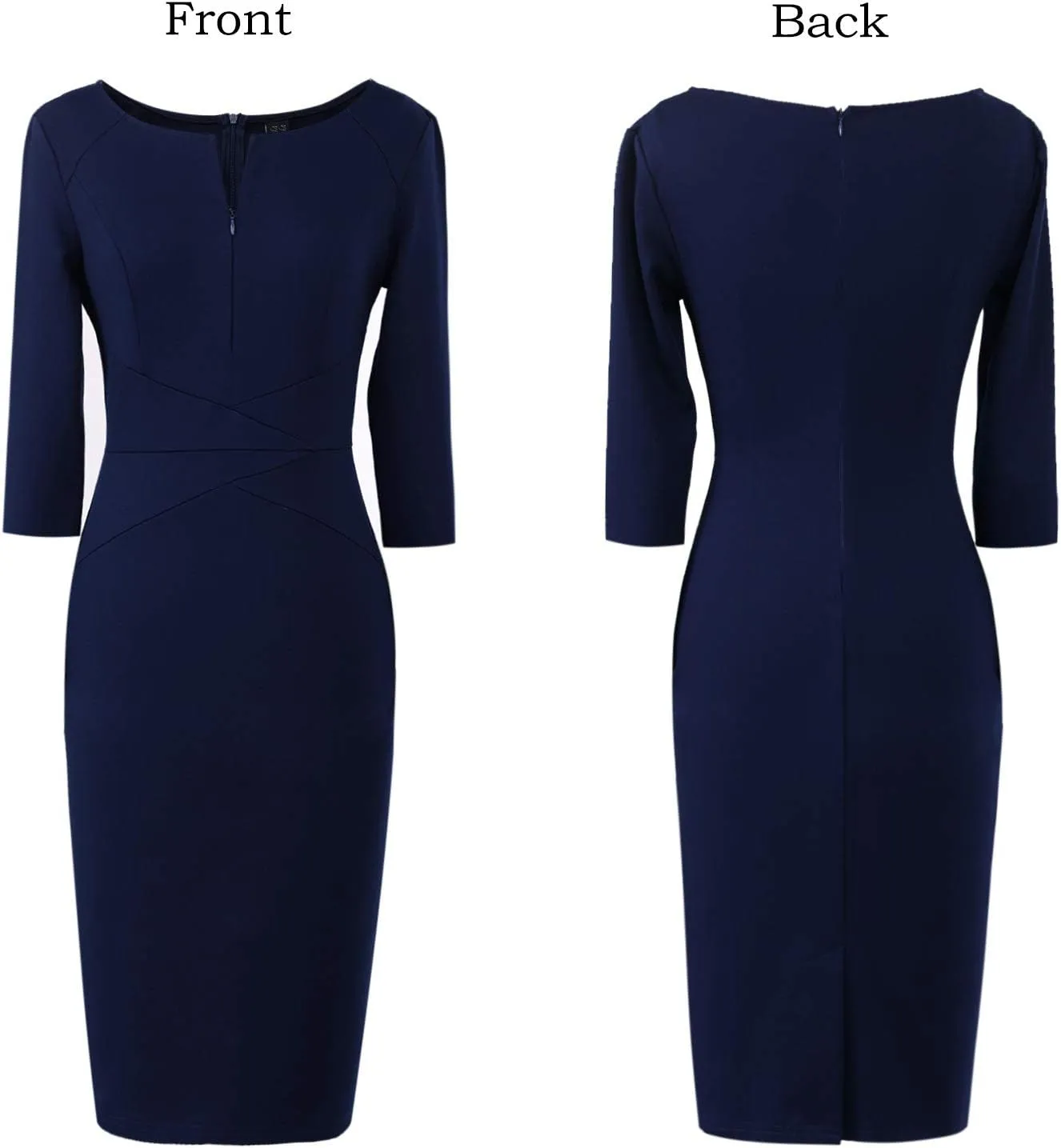 VFSHOW Womens Slim Zipper Up Work Business Office Party Bodycon Pencil Sheath Dress