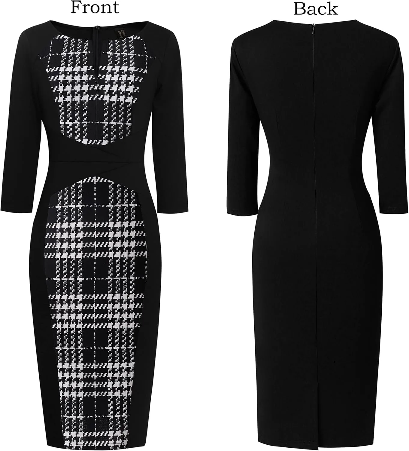 VFSHOW Womens Slim Zipper Up Work Business Office Party Bodycon Pencil Sheath Dress
