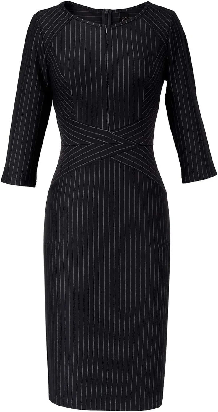 VFSHOW Womens Slim Zipper Up Work Business Office Party Bodycon Pencil Sheath Dress