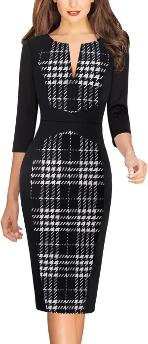 VFSHOW Womens Slim Zipper Up Work Business Office Party Bodycon Pencil Sheath Dress