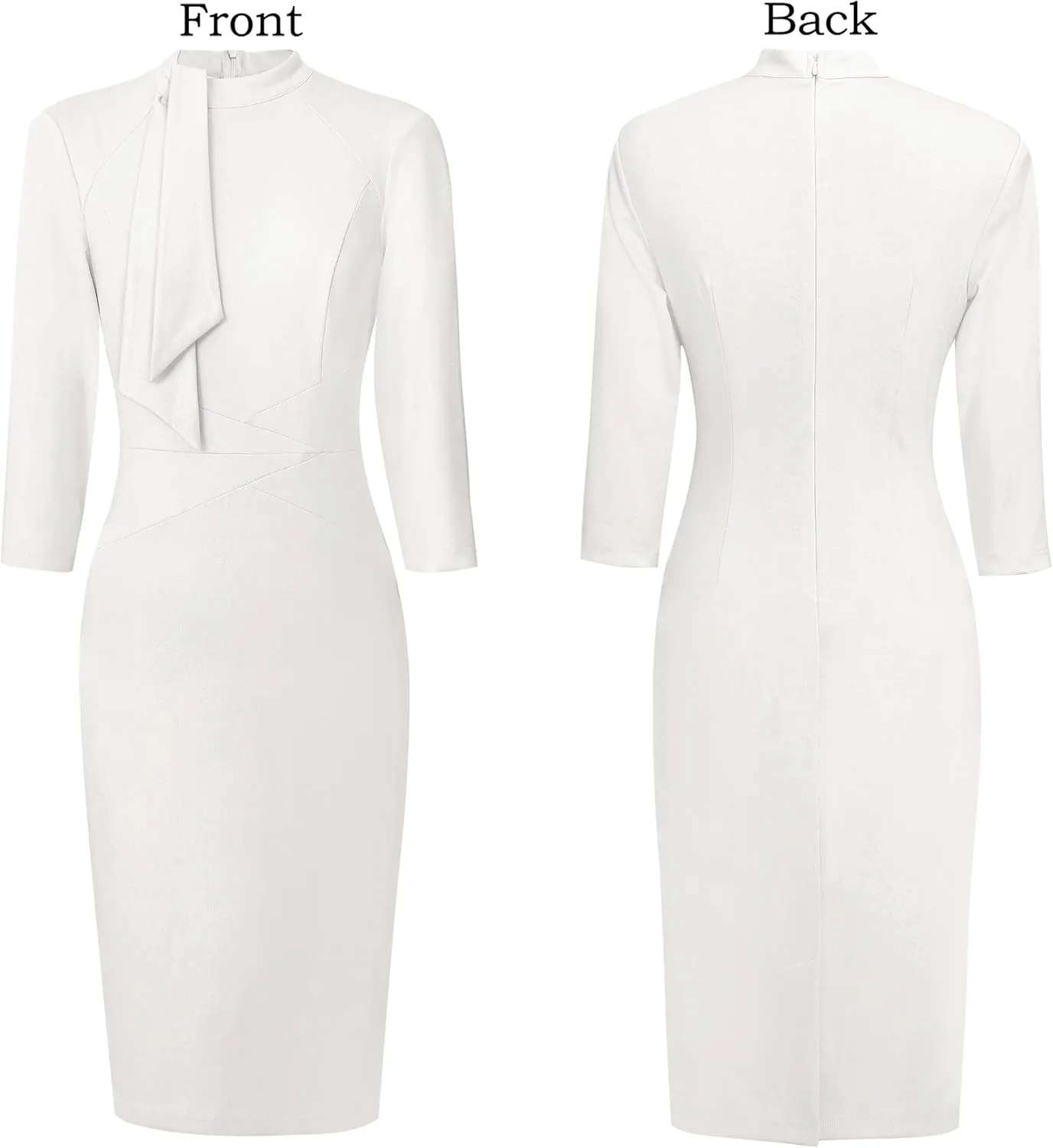 VFSHOW Womens Tie Neck Slim Cocktail Party Work Business Office Church Career Bodycon Pencil Sheath Dress