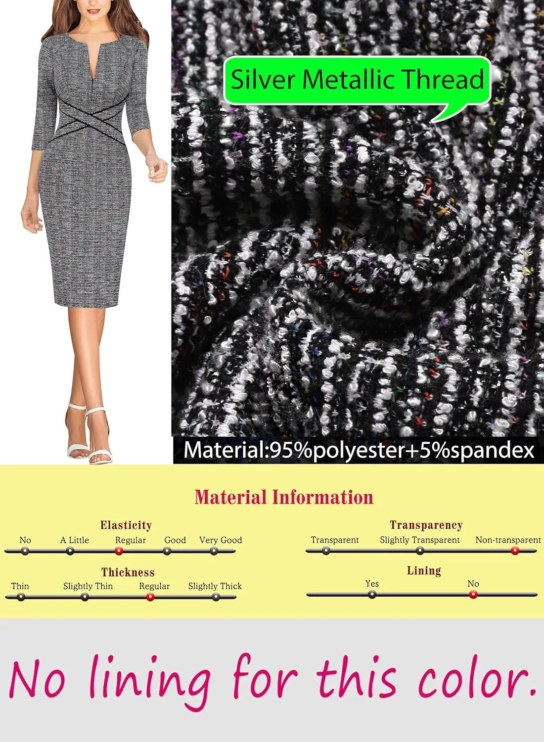 VFSHOW Womens Wear to Work Slim Colorblock Crisscross Waist Front Zipper Business Party Office Bodycon Pencil Sheath Dress