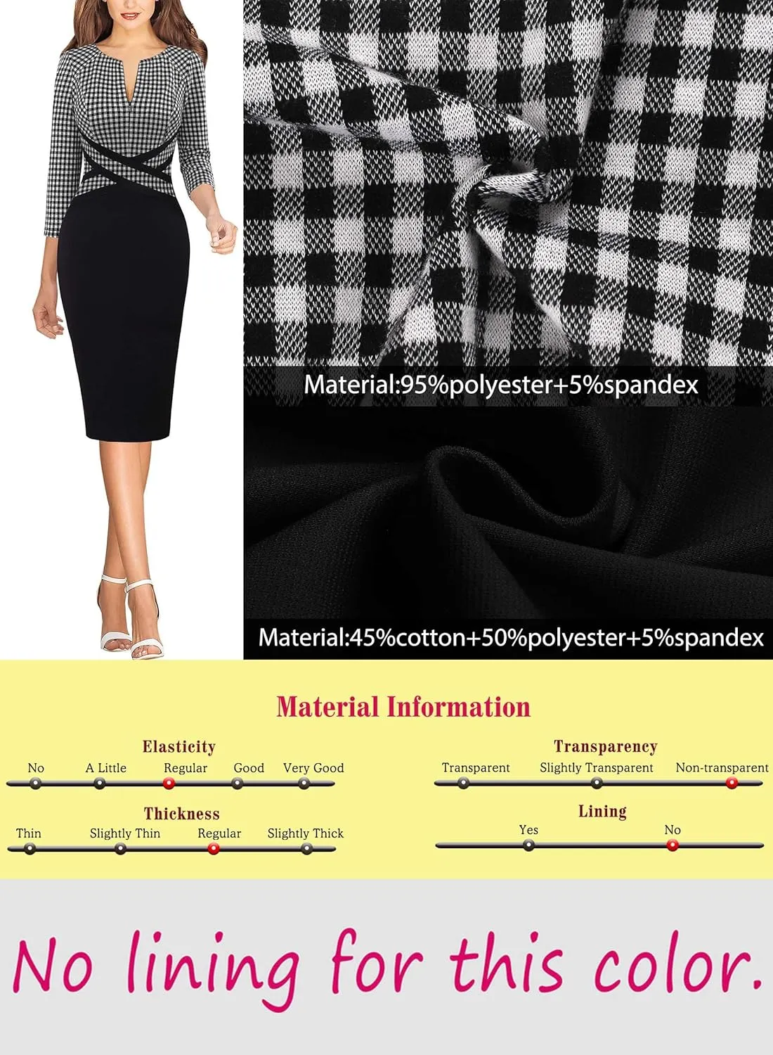 VFSHOW Womens Wear to Work Slim Colorblock Crisscross Waist Front Zipper Business Party Office Bodycon Pencil Sheath Dress