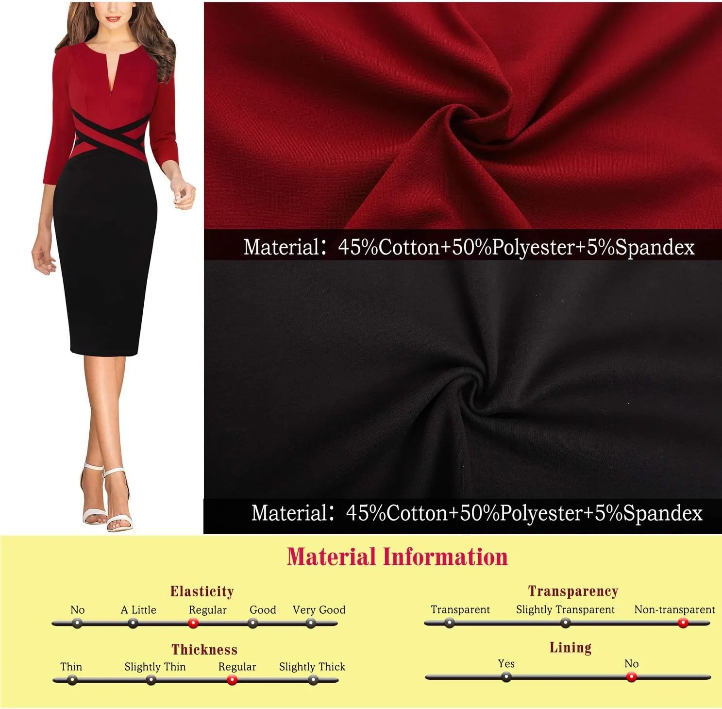 VFSHOW Womens Wear to Work Slim Colorblock Crisscross Waist Front Zipper Business Party Office Bodycon Pencil Sheath Dress