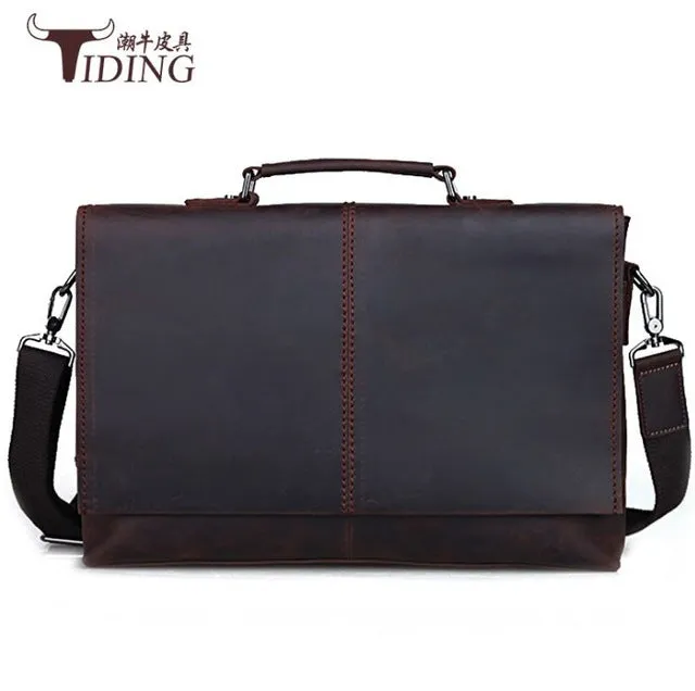 vintage leather crazy horse laptop bag