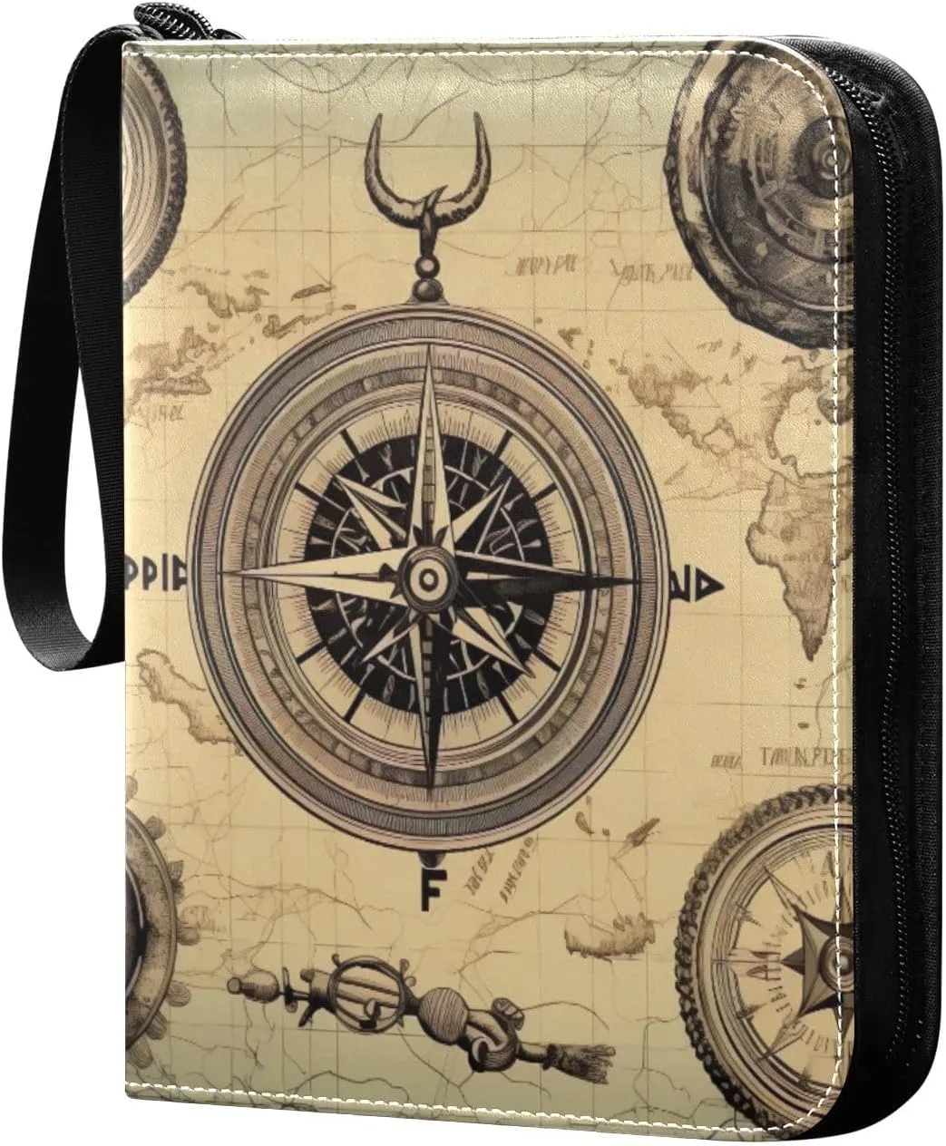 Vintage Map Card Binder, 400 Pockets Card Holder with 50 Sleeves, Sturdy Card Holder Folders for Game Cards & Sports Cards