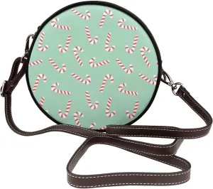 Vintage PU Leather Crossbody Purse Satchel, Small Cute Crossbody Round Bags for Women Sling Shoulder Bag
