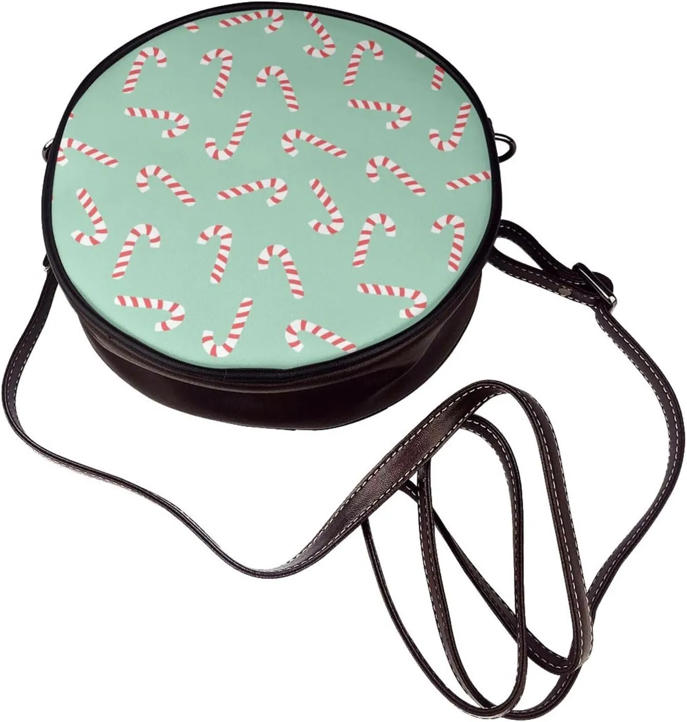 Vintage PU Leather Crossbody Purse Satchel, Small Cute Crossbody Round Bags for Women Sling Shoulder Bag