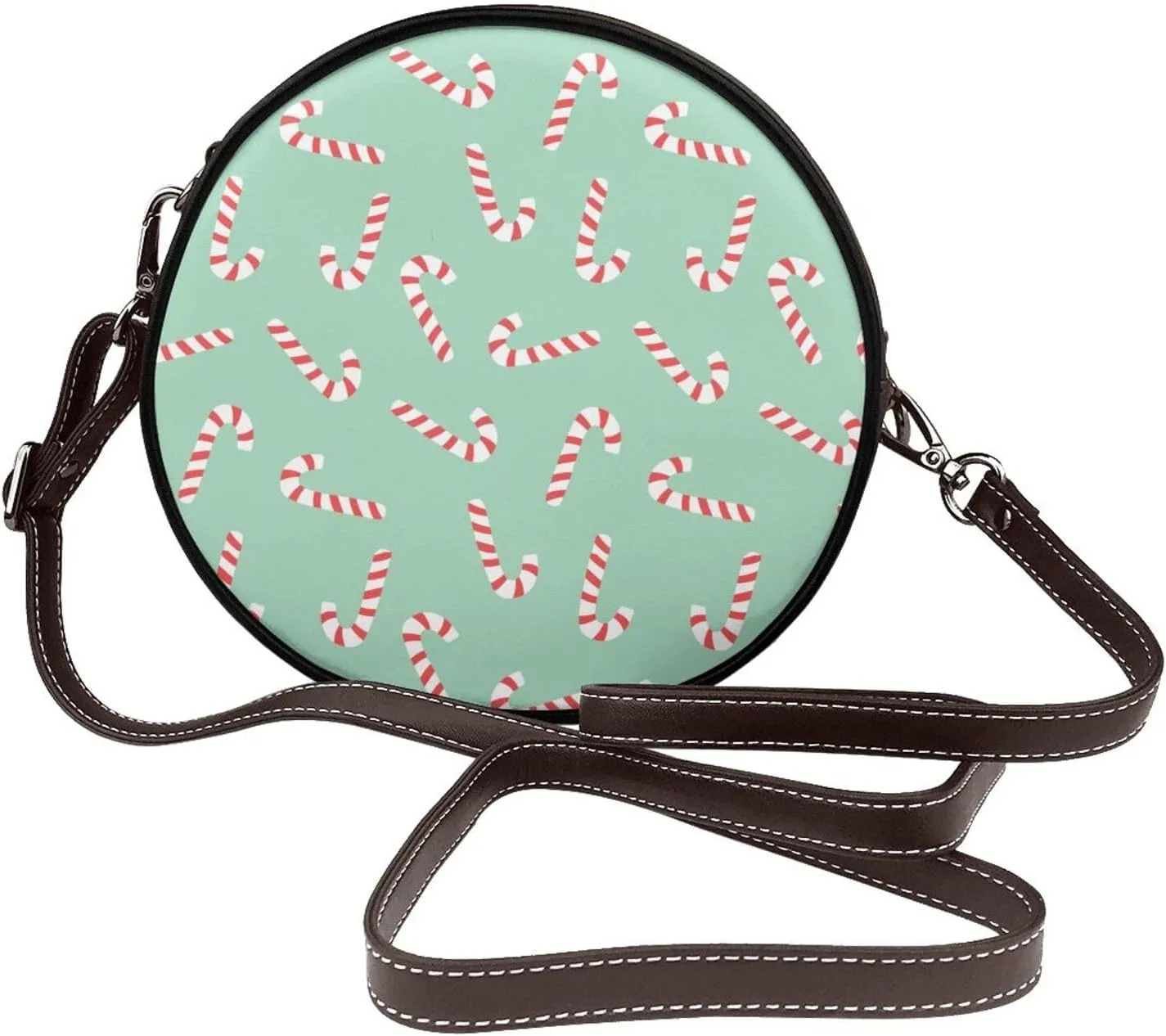 Vintage PU Leather Crossbody Purse Satchel, Small Cute Crossbody Round Bags for Women Sling Shoulder Bag