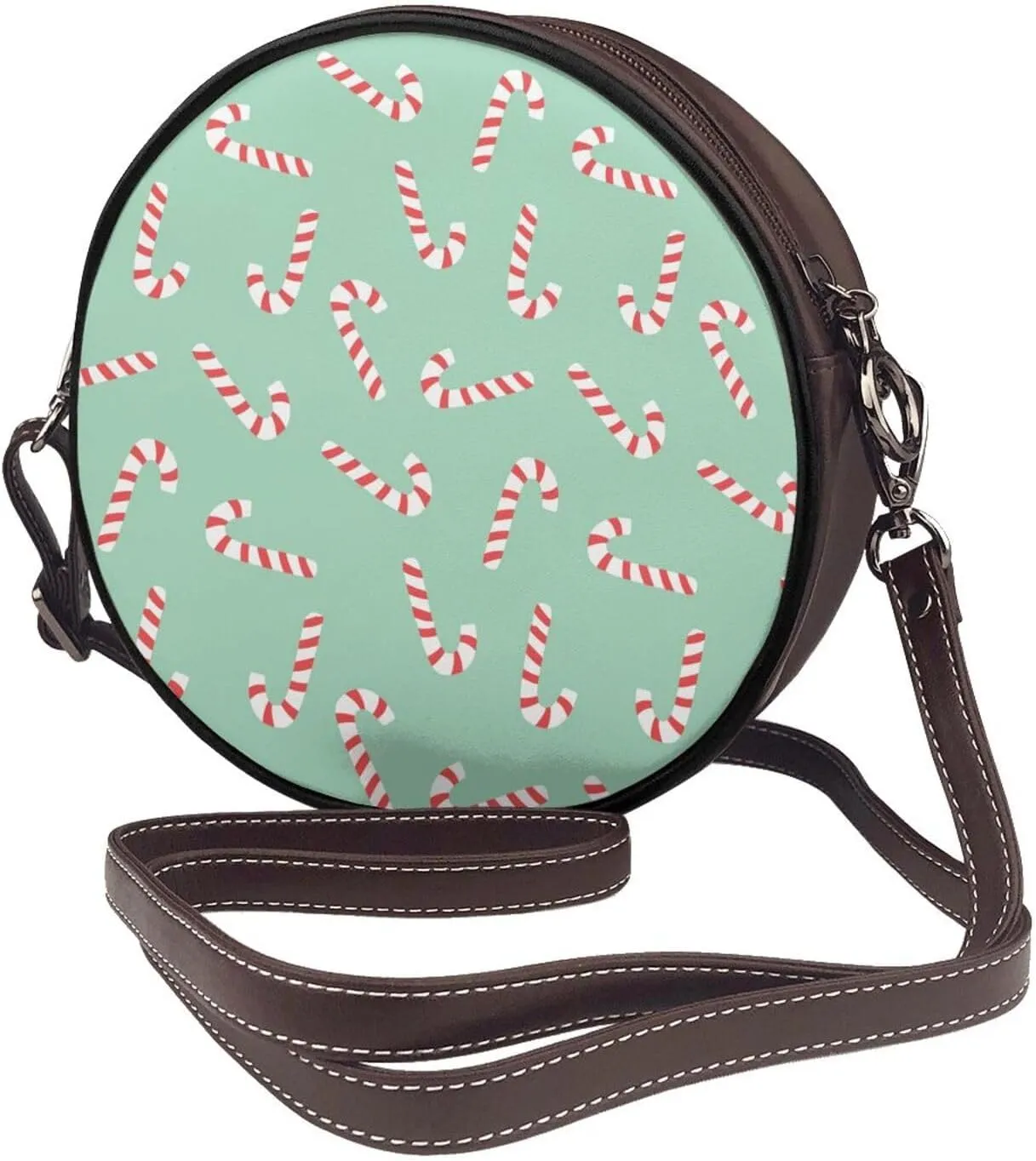 Vintage PU Leather Crossbody Purse Satchel, Small Cute Crossbody Round Bags for Women Sling Shoulder Bag