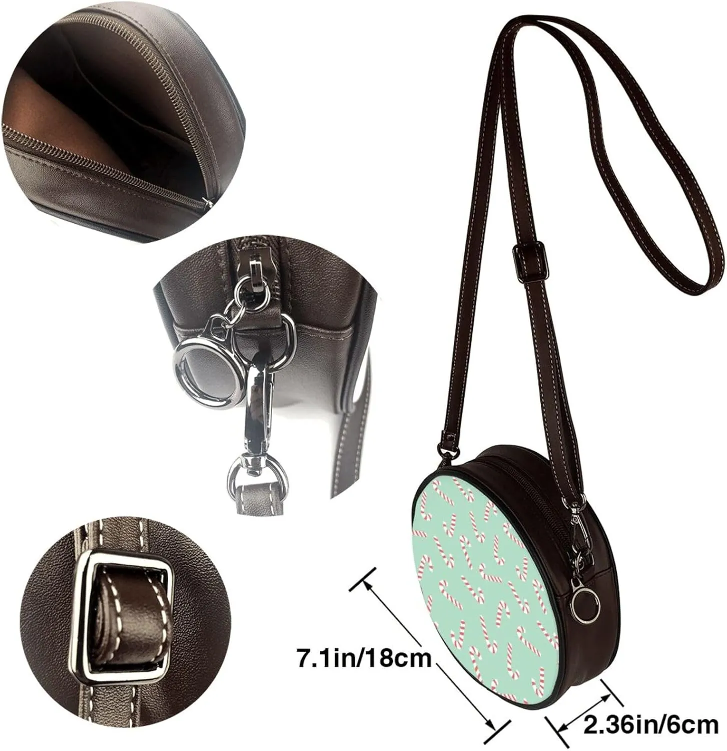 Vintage PU Leather Crossbody Purse Satchel, Small Cute Crossbody Round Bags for Women Sling Shoulder Bag