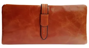 Visnow(™) Elegant Women's Genuine Soft Cow Leather Natural Leather Purse Wallet Card Bag Business Coffee Carry Bag (Long Brown)
