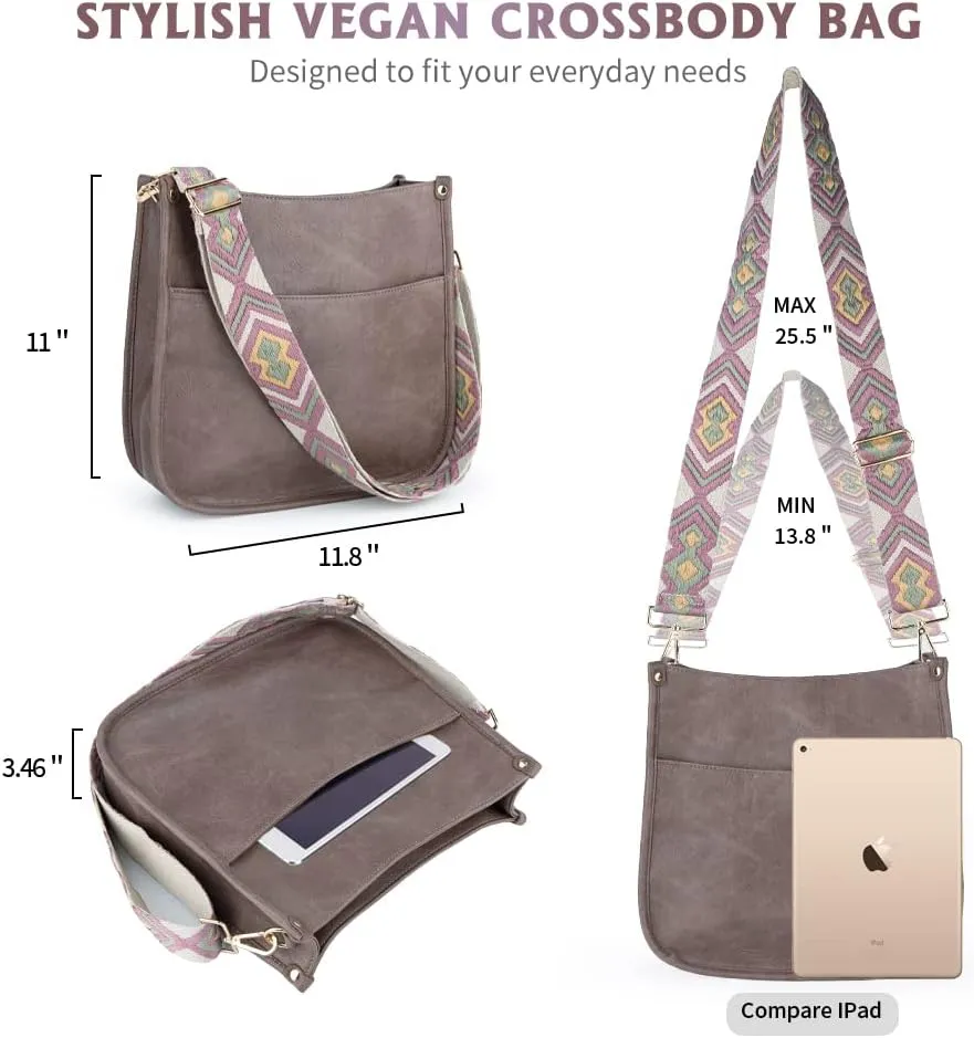 Viva Terry Vegan Leather Crossbody Fashion Shoulder Bag Purse with Adjustable Strap