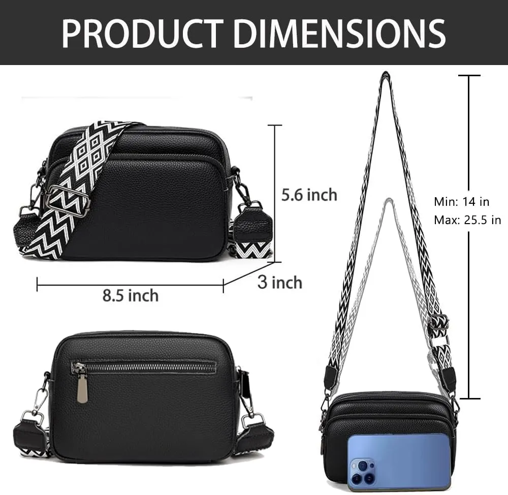 VODIU Crossbody Bags for Women Purses Handbags Leather Shoulder Bag with Guitar Strap Cross Body Bag for Woman Trendy Purse