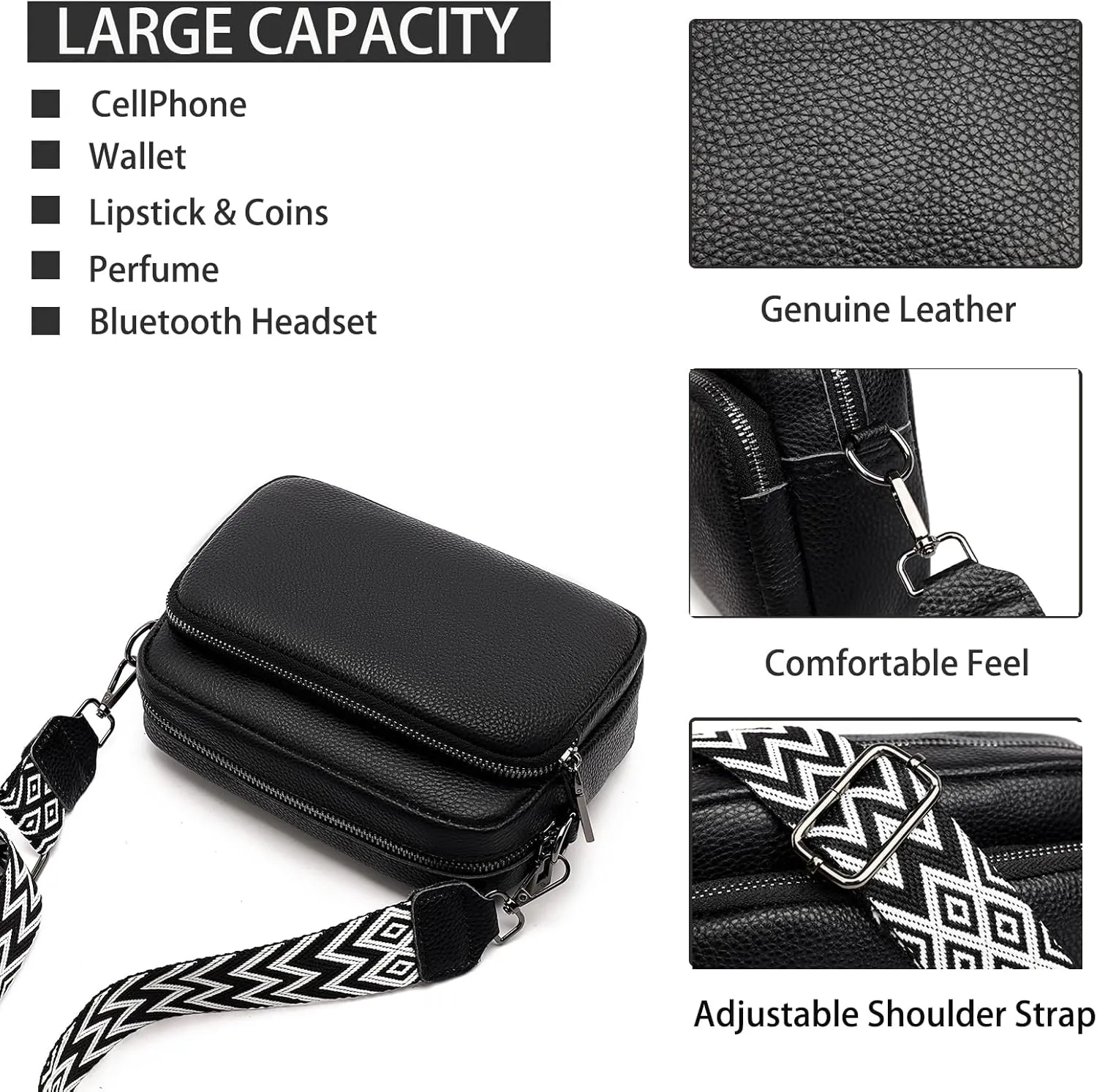 VODIU Crossbody Bags for Women Purses Handbags Leather Shoulder Bag with Guitar Strap Cross Body Bag for Woman Trendy Purse