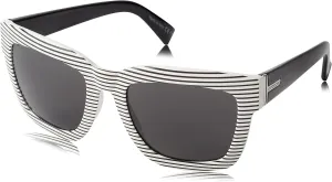 VonZipper Women's Juice Square Sunglasses, White Stripe White/Grey, 57 mm