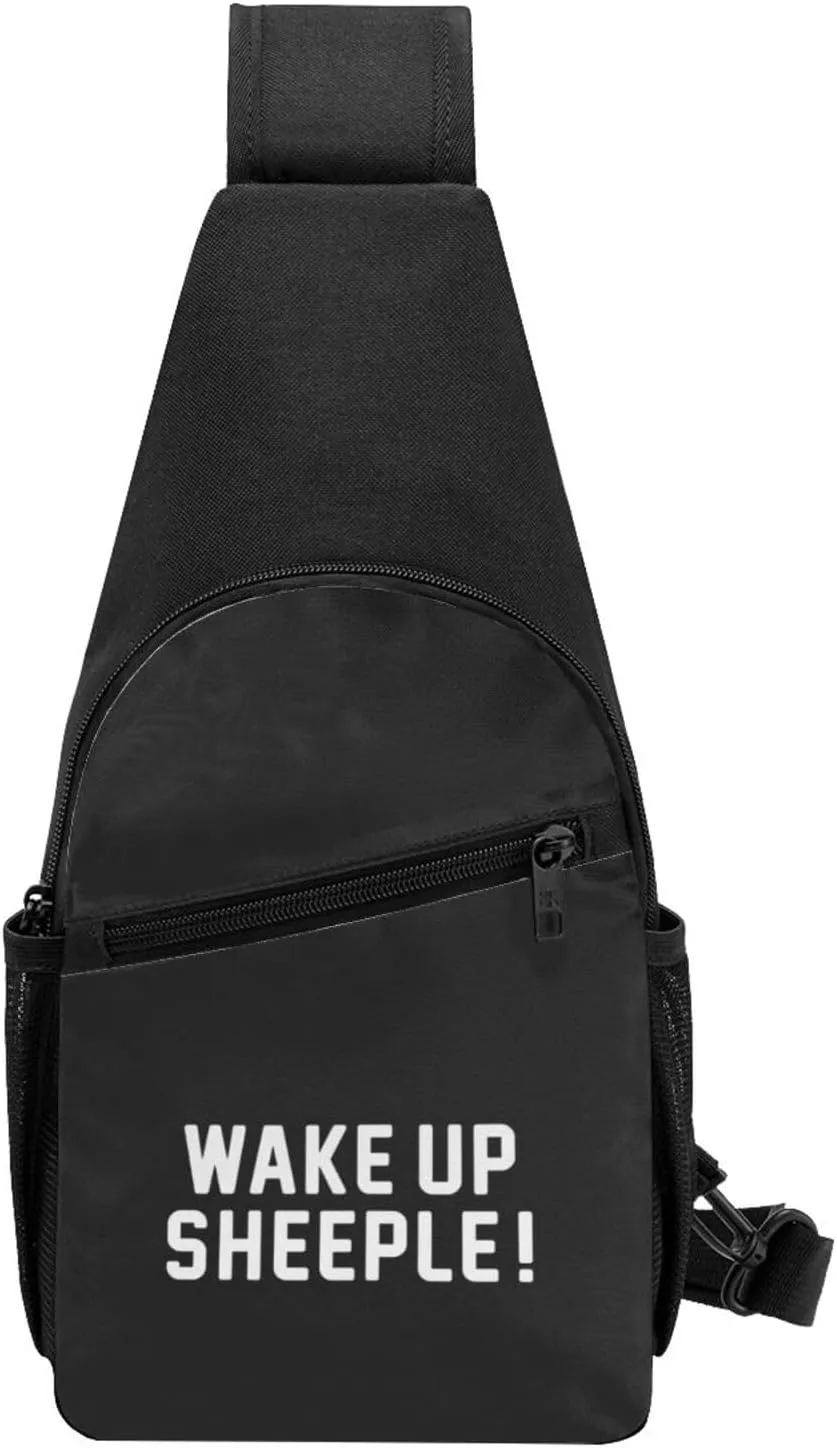 Wake Up Sheeple Unisex Chest Bag Lightweight Crossbody Shoulder Bag Travel Pocket