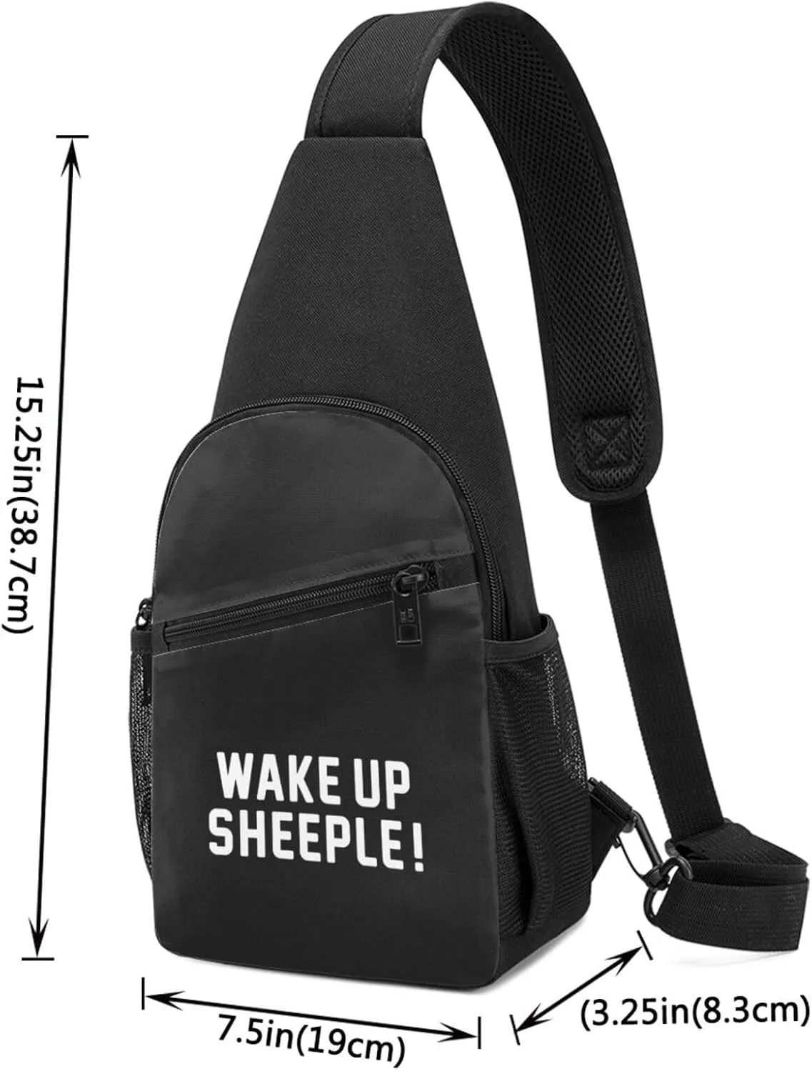 Wake Up Sheeple Unisex Chest Bag Lightweight Crossbody Shoulder Bag Travel Pocket