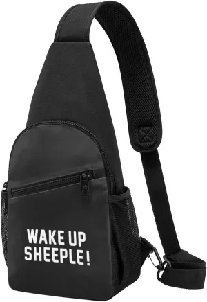 Wake Up Sheeple Unisex Chest Bag Lightweight Crossbody Shoulder Bag Travel Pocket
