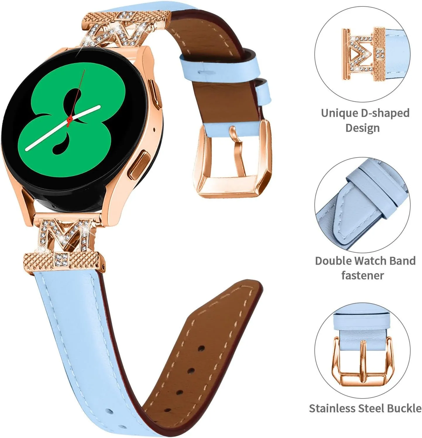 Watch Bands Compatible With Galaxy Watch 3 41mm Bracelets,Adjustable Genuine Leather Wrist Strap with Metal Buckle for Galaxy Watch 42mm/Active/Active2/Gear S2 SmartWatch