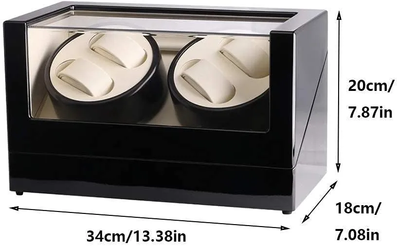 Watch Winder for 4 Watches Wood Shell Piano Paint Exterior Carbon Fiber Leather Extremely Silent Motor Watches
