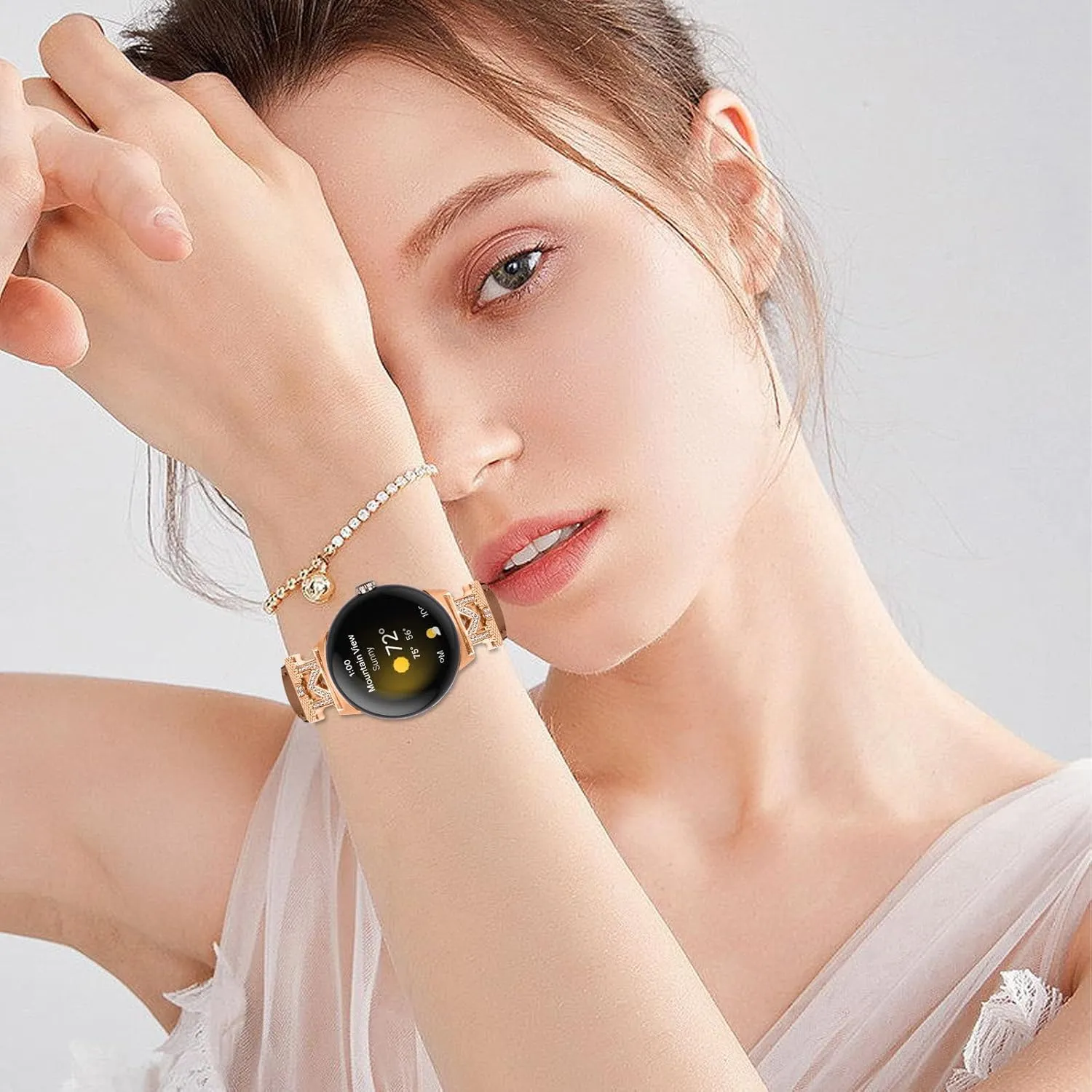 Watchband Compatible With Google Pixel,Adjustable Genuine Leather Wrist Strap with Metal Buckle for Google Pixel watch 2022 /Google Pixel 2 watch 2023